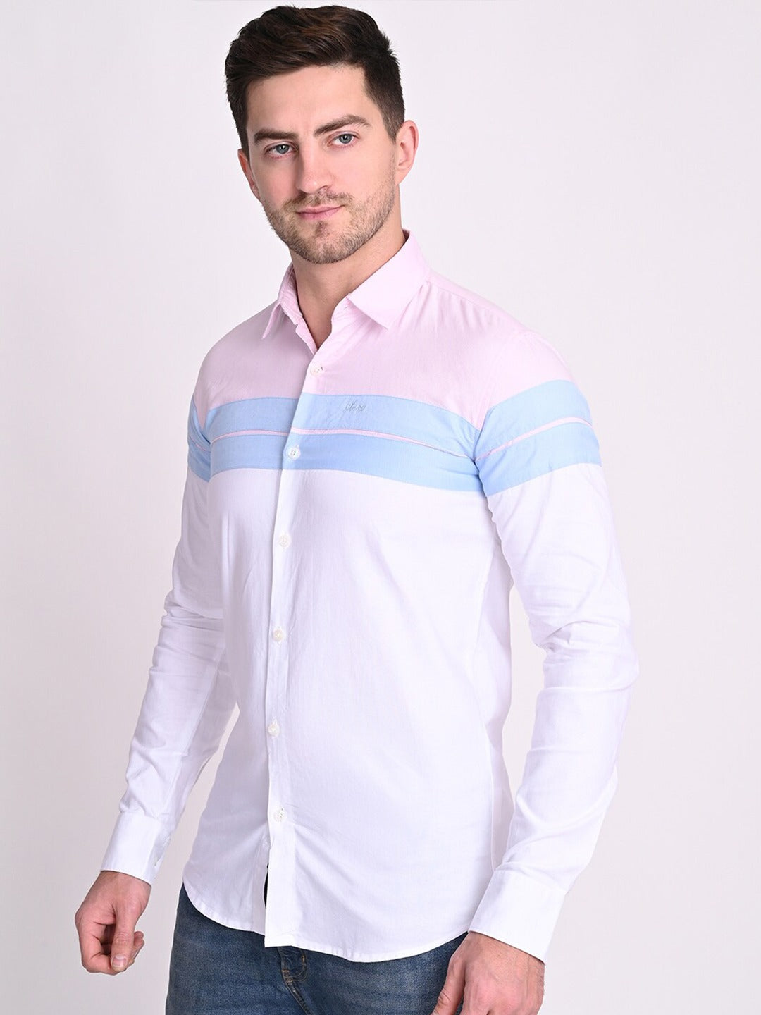Multicoloured Relaxed Horizontal Stripes Striped Casual Shirt