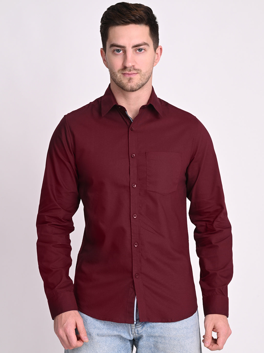STS-003-Men Maroon Relaxed Casual Shirt