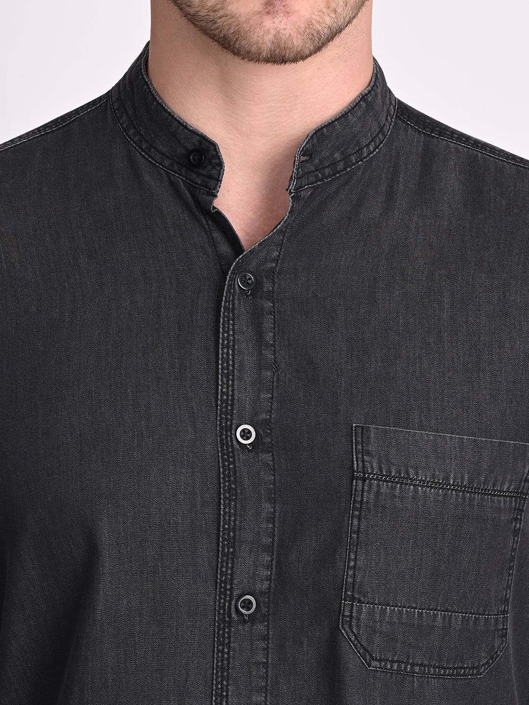 Men Black Opaque Cotton Casual Shirt